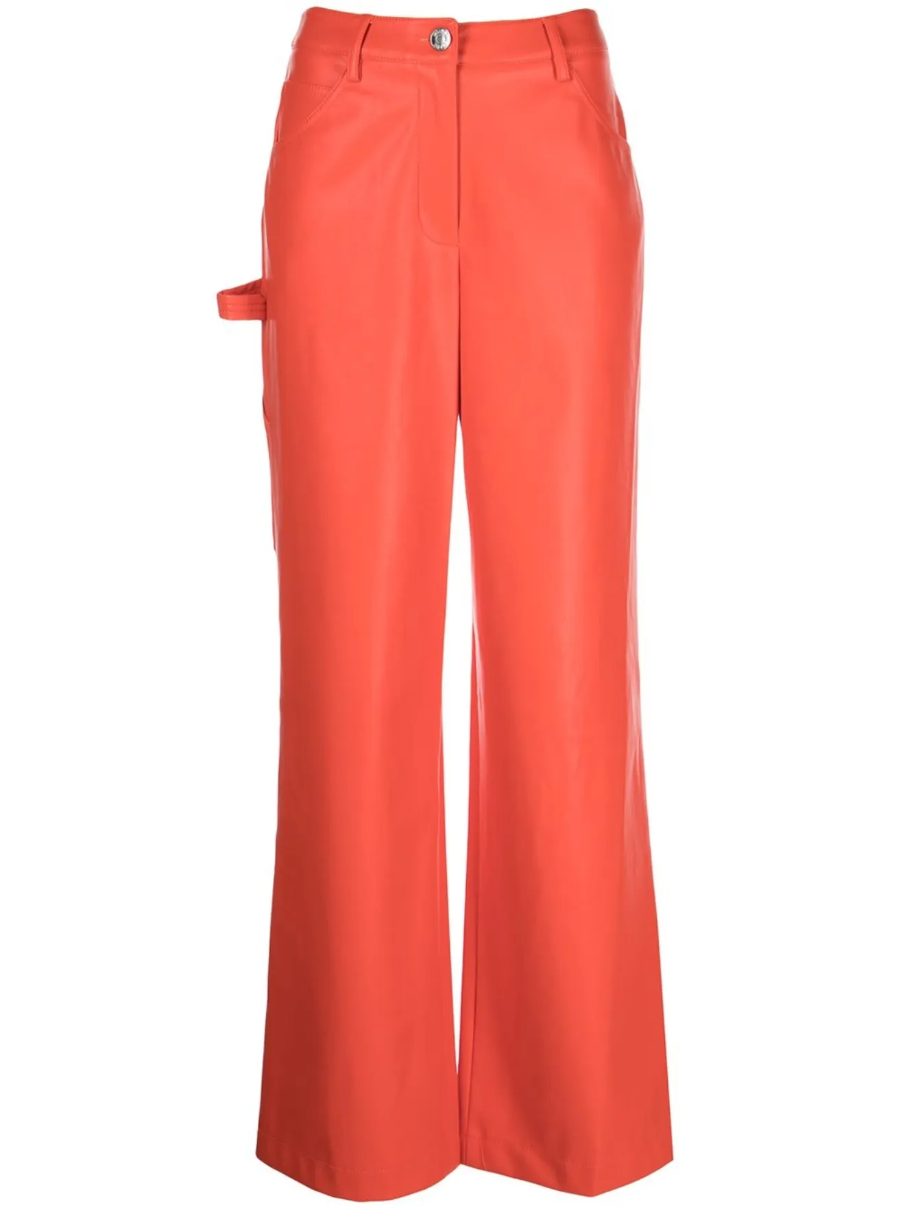 STAUD Domino vegan leather trousers orange | MODES
