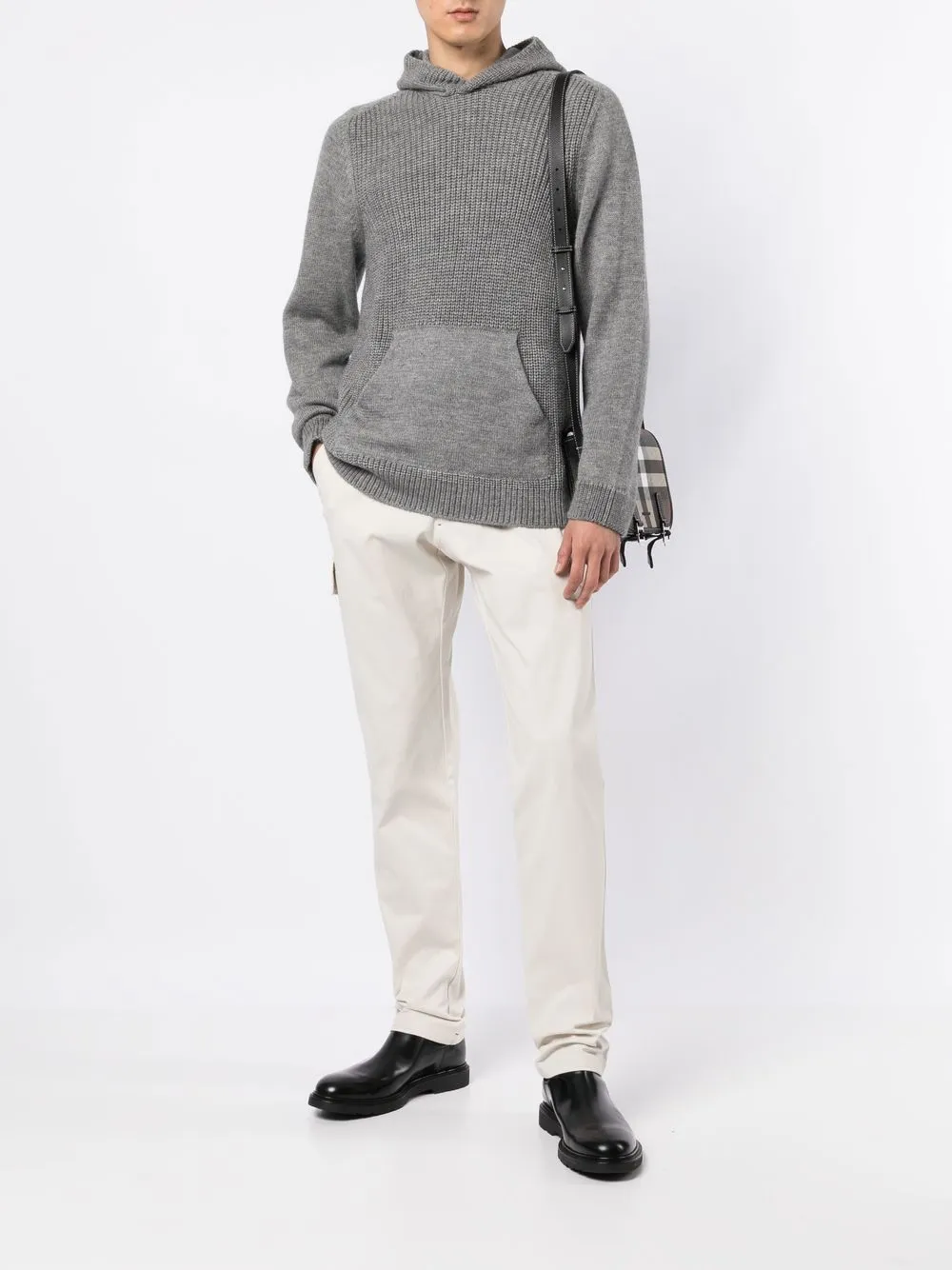 Isaia Gebreide hoodie - Grijs