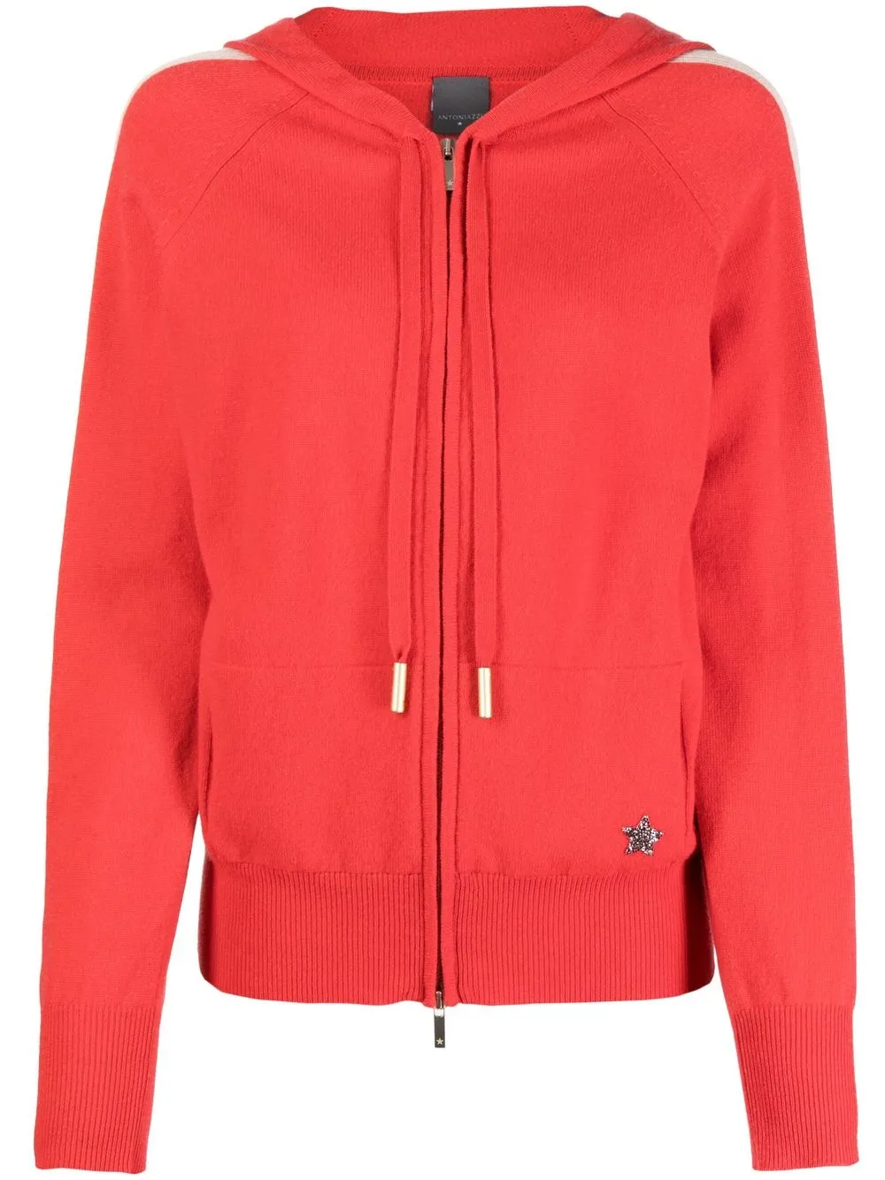 

Lorena Antoniazzi glitter star-patch detail hooded jacket - Red