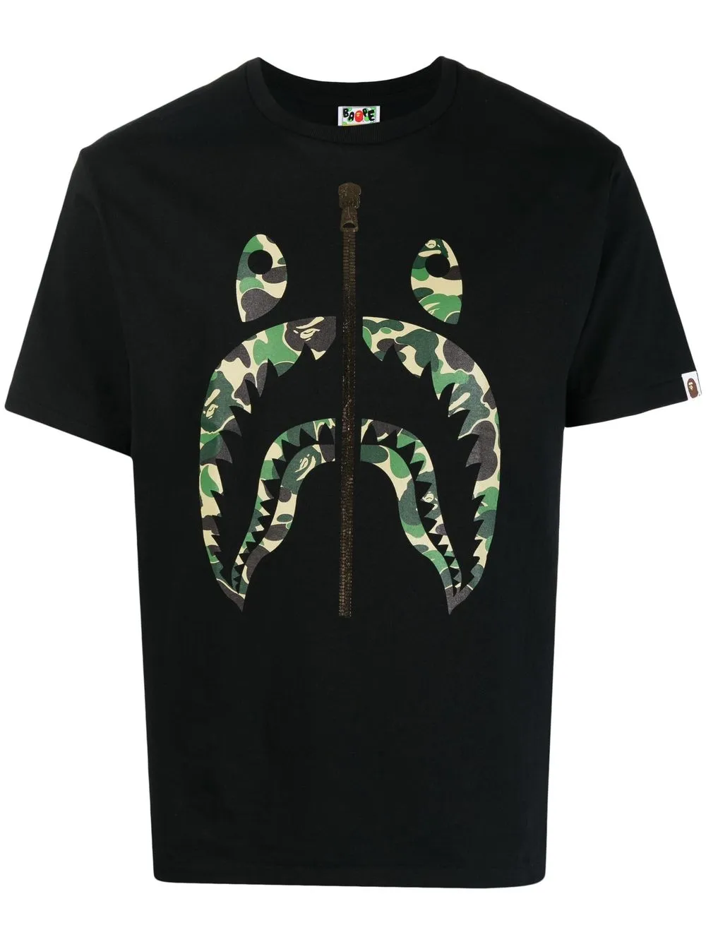 

A BATHING APE® playera Shark con motivo militar - Negro