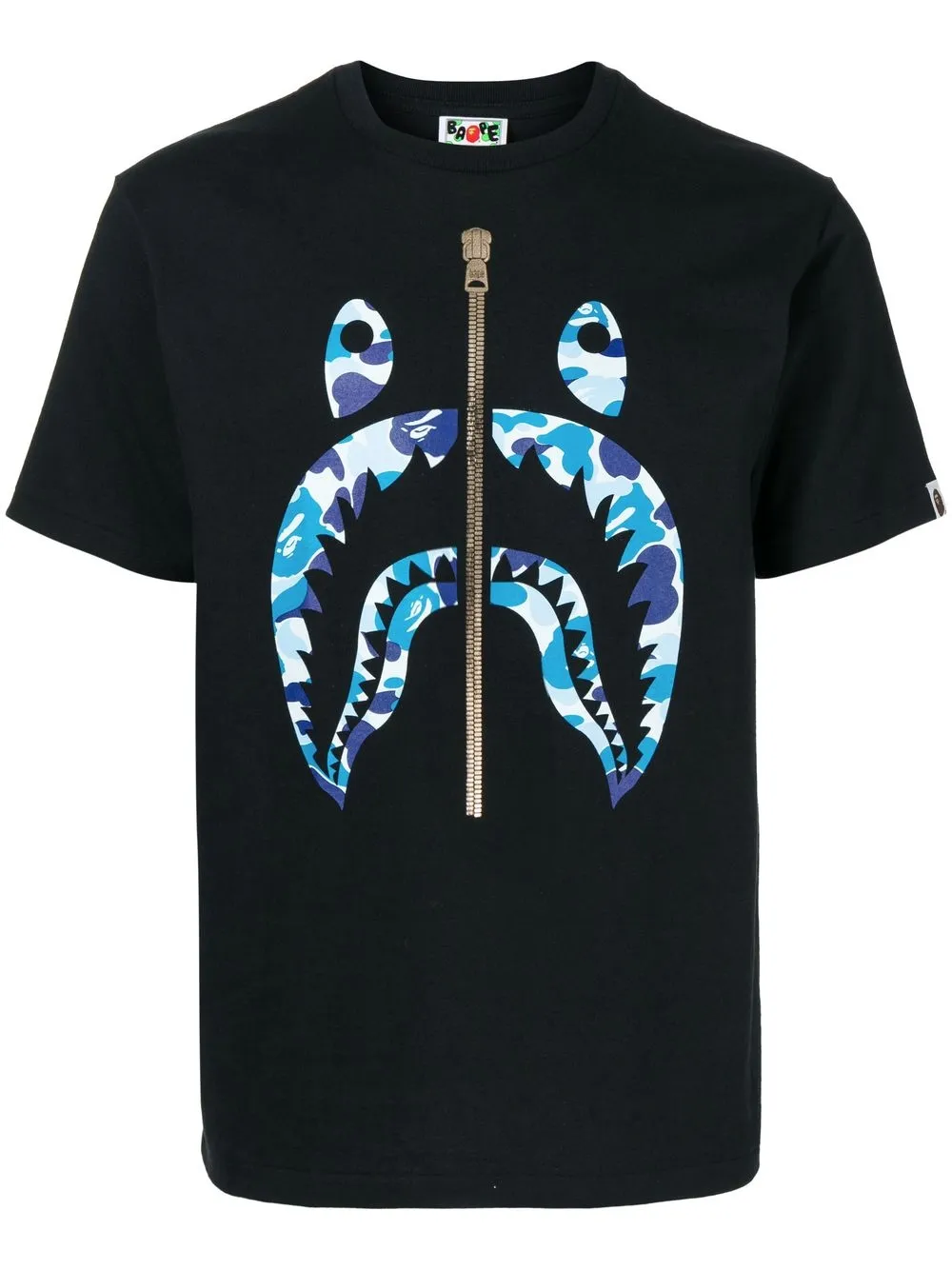 

A BATHING APE® playera Shark con motivo militar - Negro