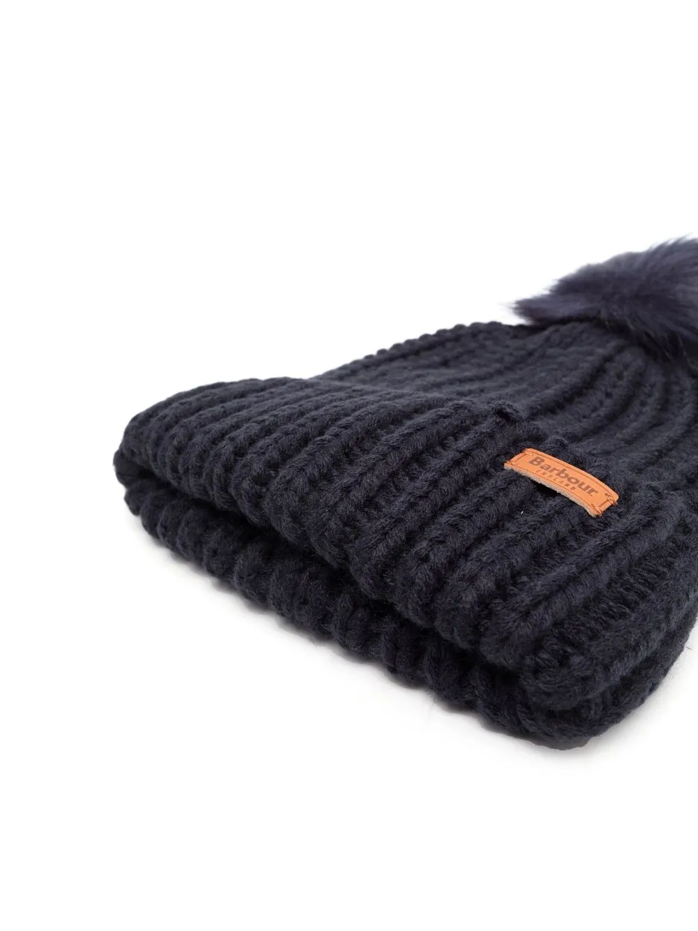  Barbour Logo Pom-pom Beanie Hat - Blue 