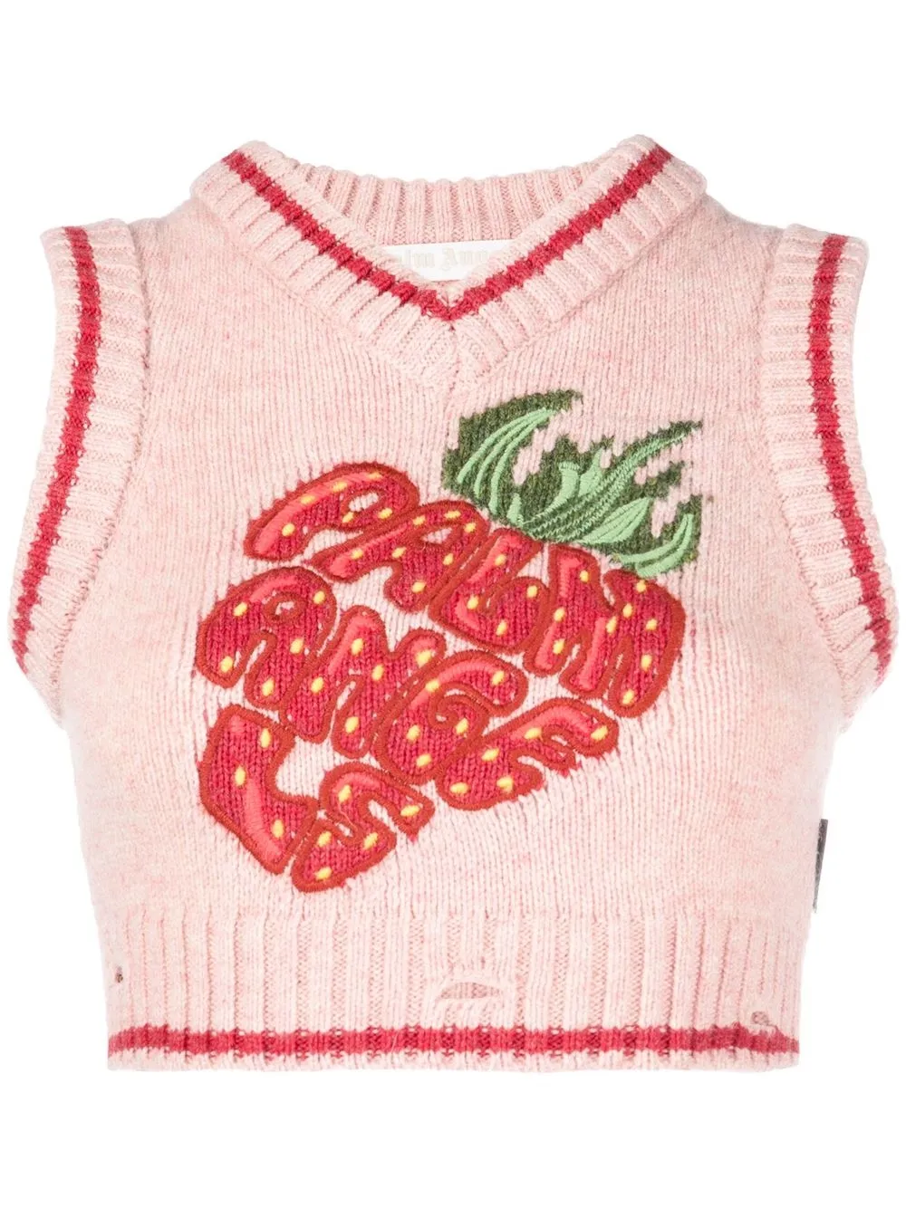 

Palm Angels top corto con parche del logo - Rosado