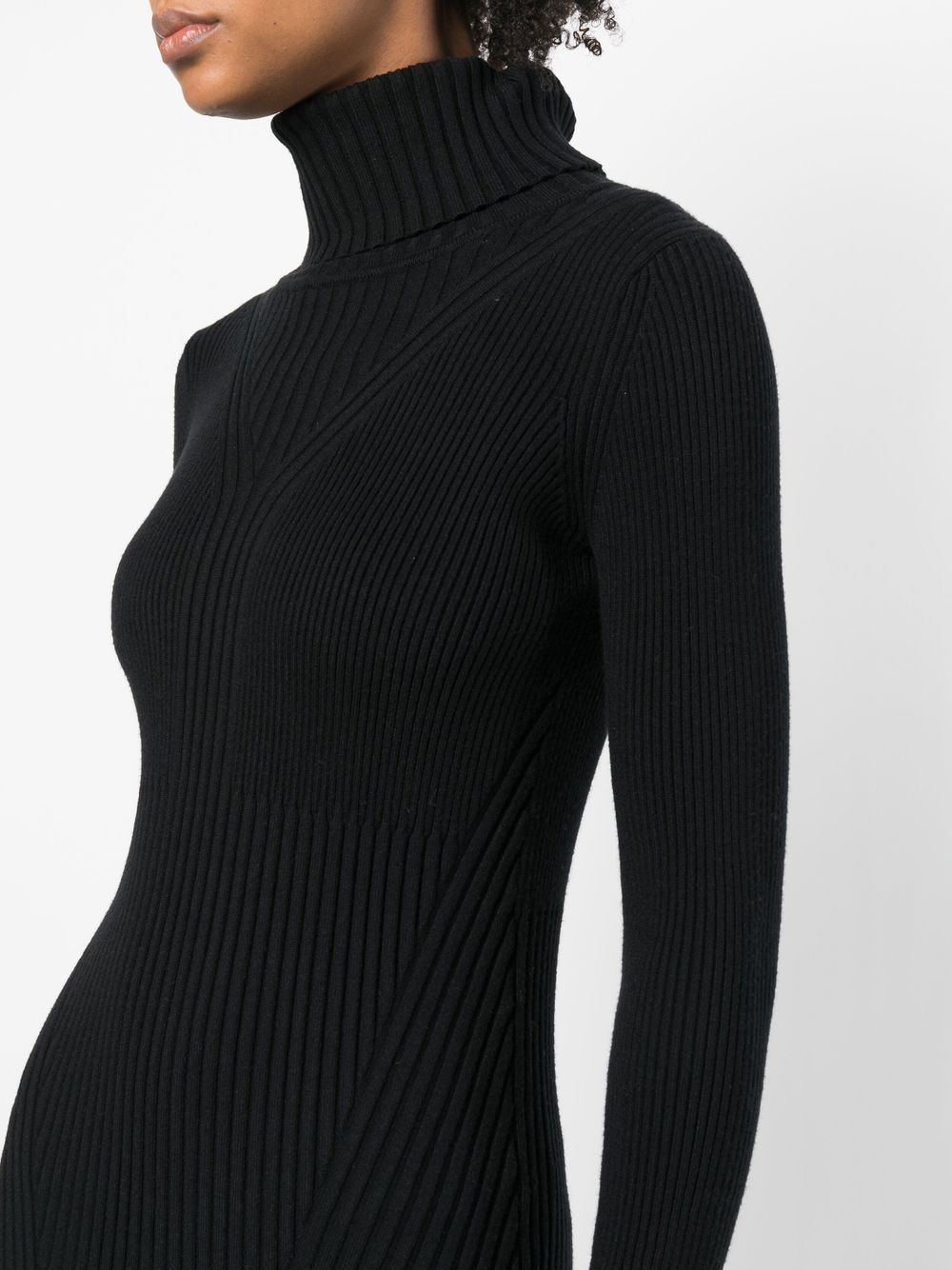 Shop Each X Other Roll-neck Knitted Mermaid Dress In Black