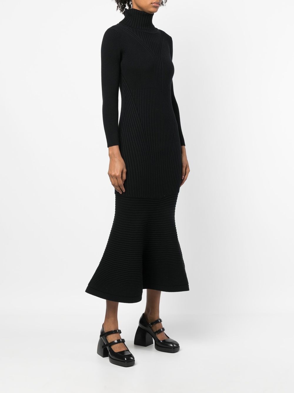 Shop Each X Other Roll-neck Knitted Mermaid Dress In Black