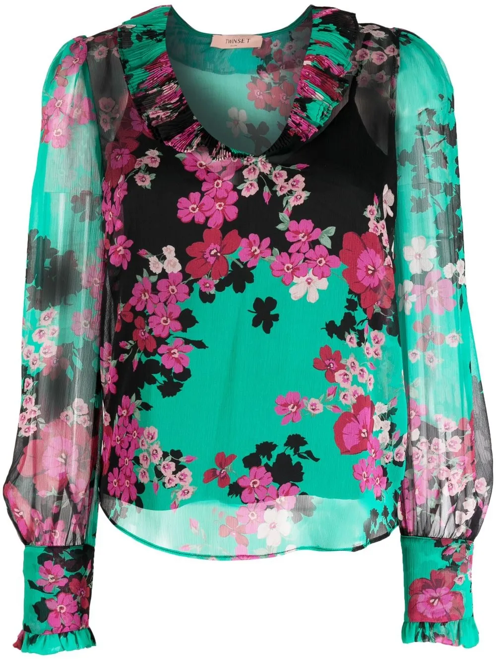 

TWINSET floral-print V-neck blouse - Green