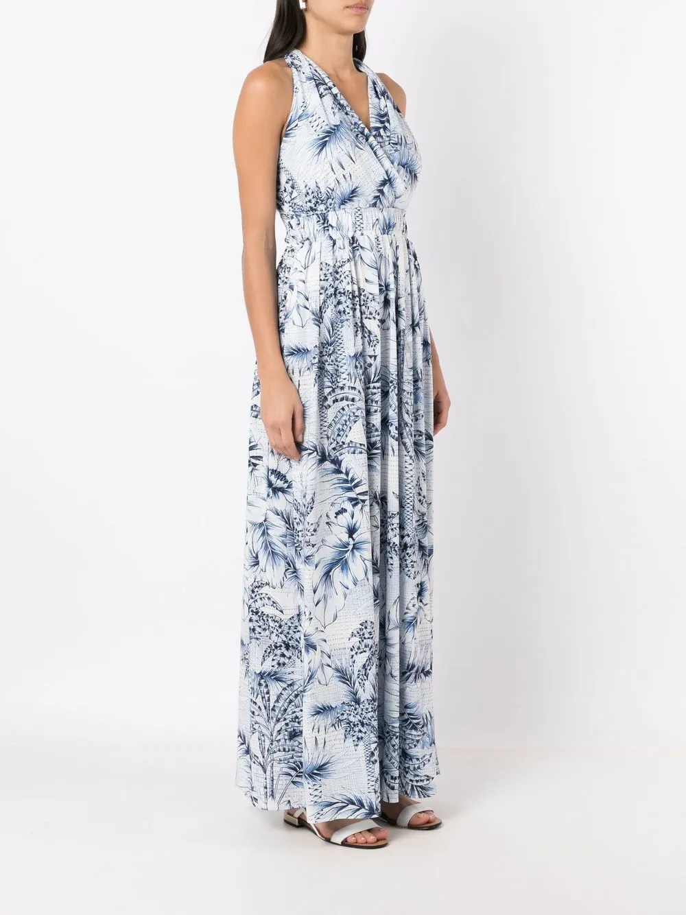 Shop Lygia & Nanny Palm-tree Print Maxi Dress In Blue