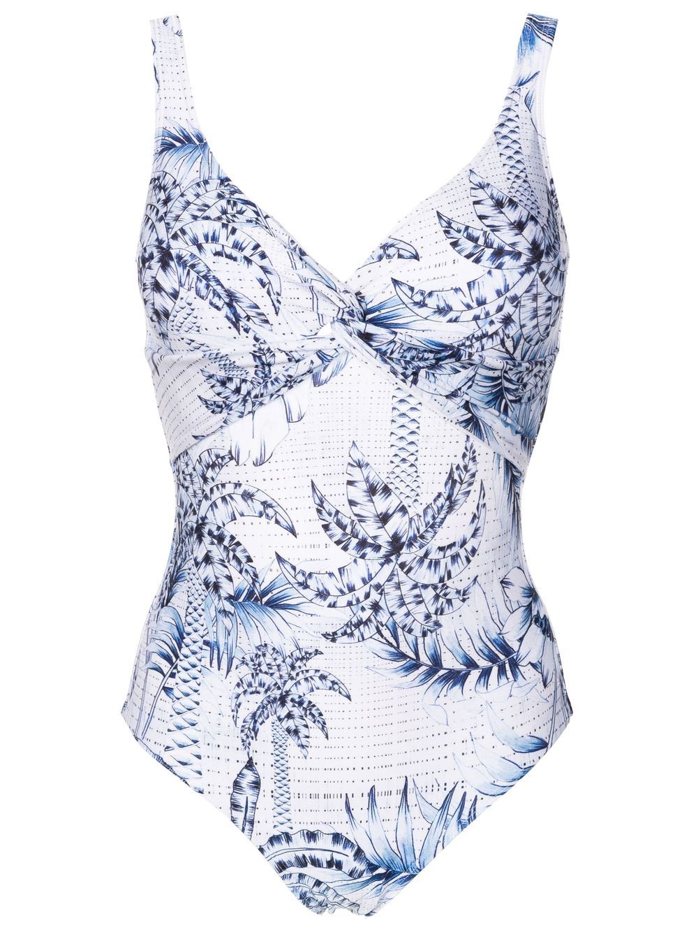 Shop Lygia & Nanny Palm-tree Print Swimsuit In Blue
