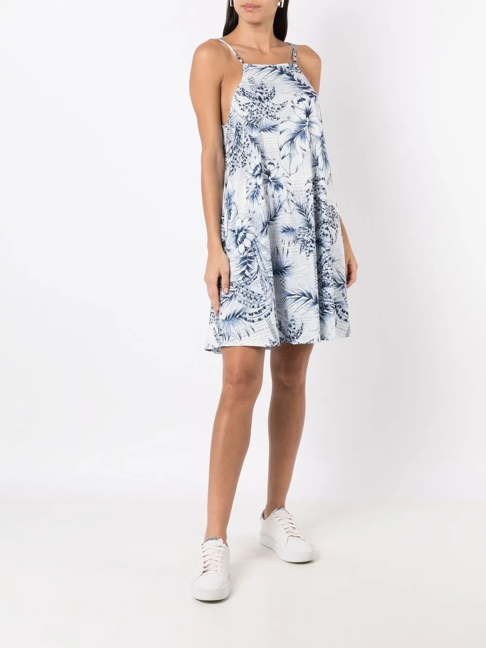 Shop Lygia & Nanny Palm-tree Print Beach Dress In Blue