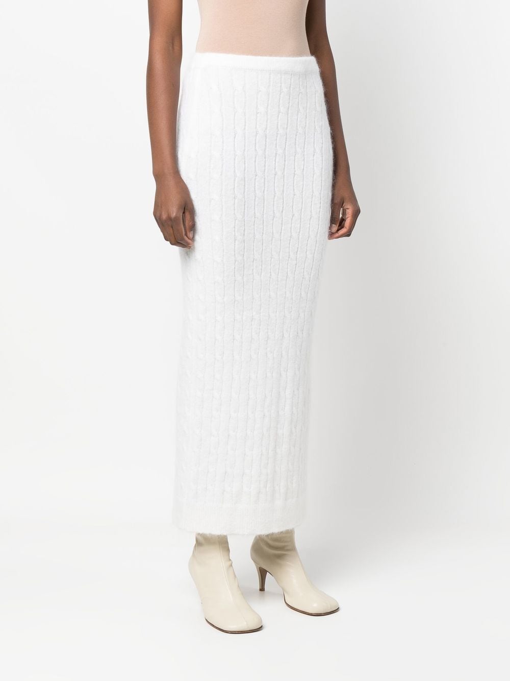 Shop Filippa K Braided-knit Midi Skirt In White