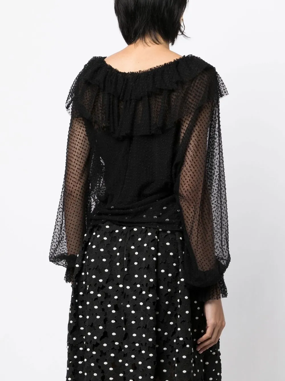 Philosophy Di Lorenzo Serafini Polka Dot Embroidered Blouse In Black