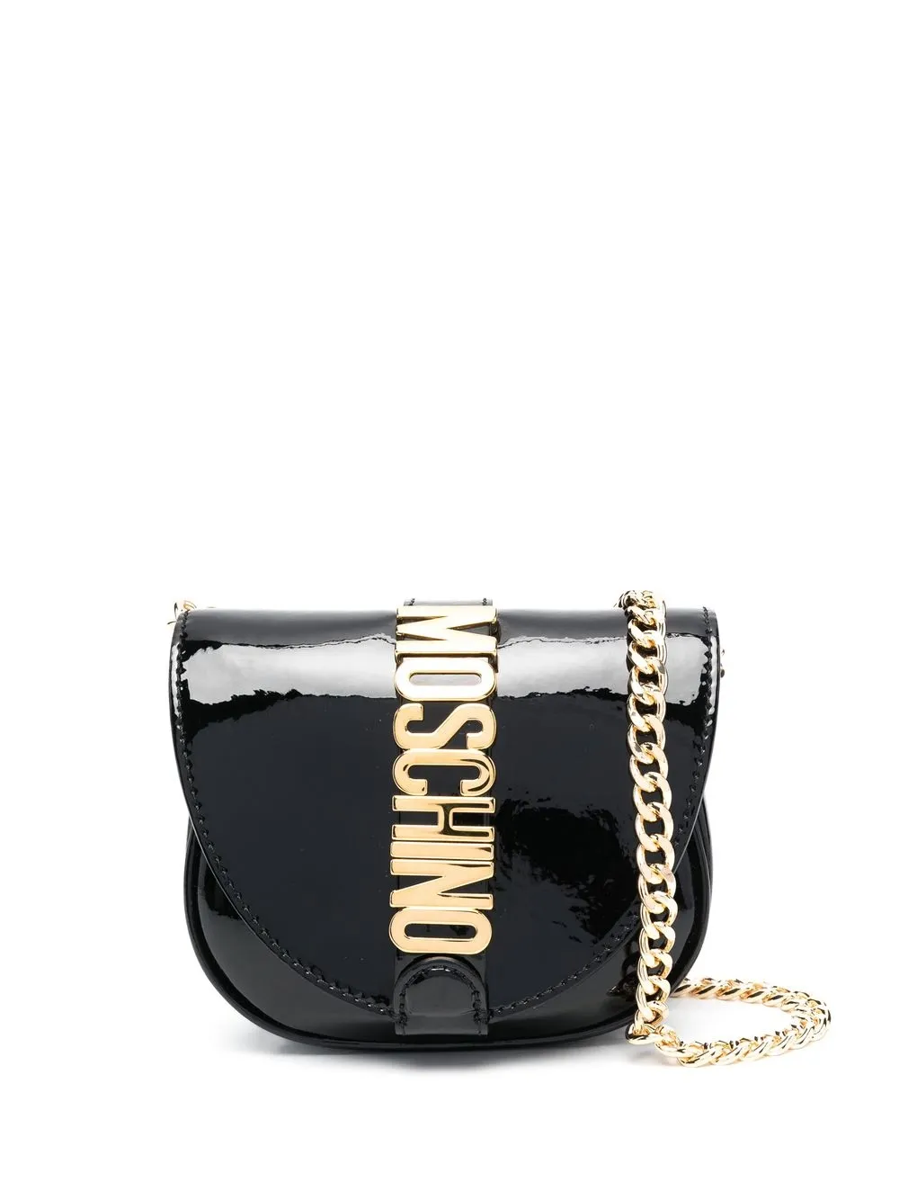 

Moschino bolsa satchel con placa del logo - Negro