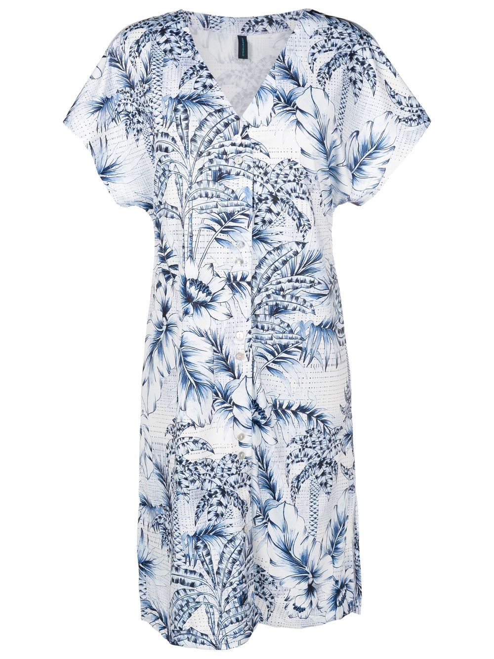 Shop Lygia & Nanny Palm-tree Print Short-sleeve Dress In Blue