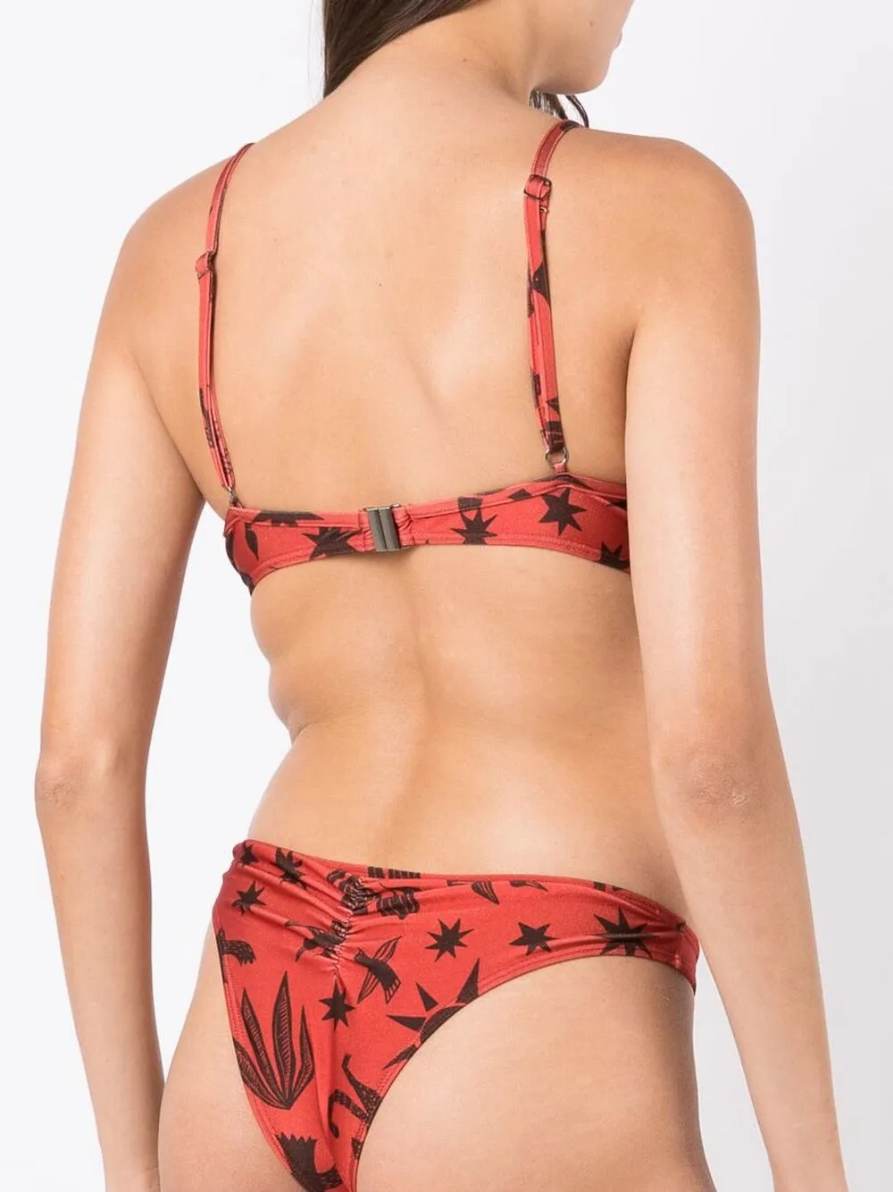 Shop Lygia & Nanny Fiji Printed Bikini Top In Brown