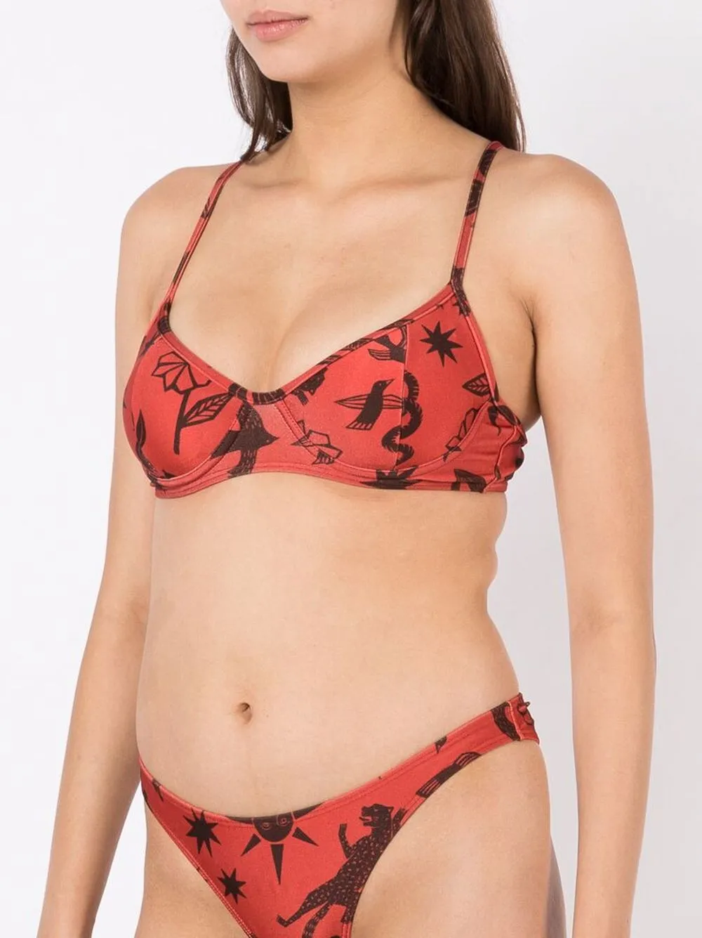 Shop Lygia & Nanny Fiji Printed Bikini Top In Brown