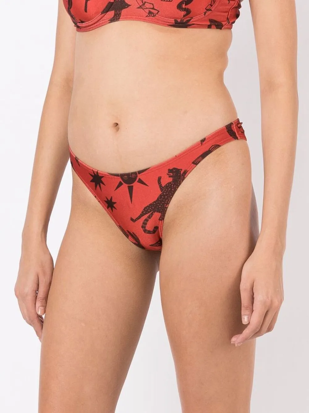 Shop Lygia & Nanny Poipu Printed Bikini Bottoms In Brown