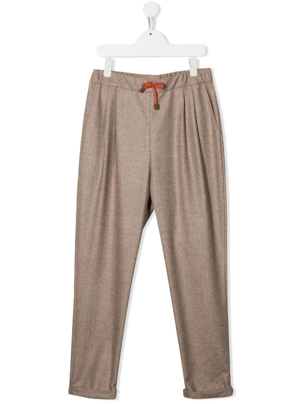 

Brunello Cucinelli Kids TEEN gathered wool track pants - Brown