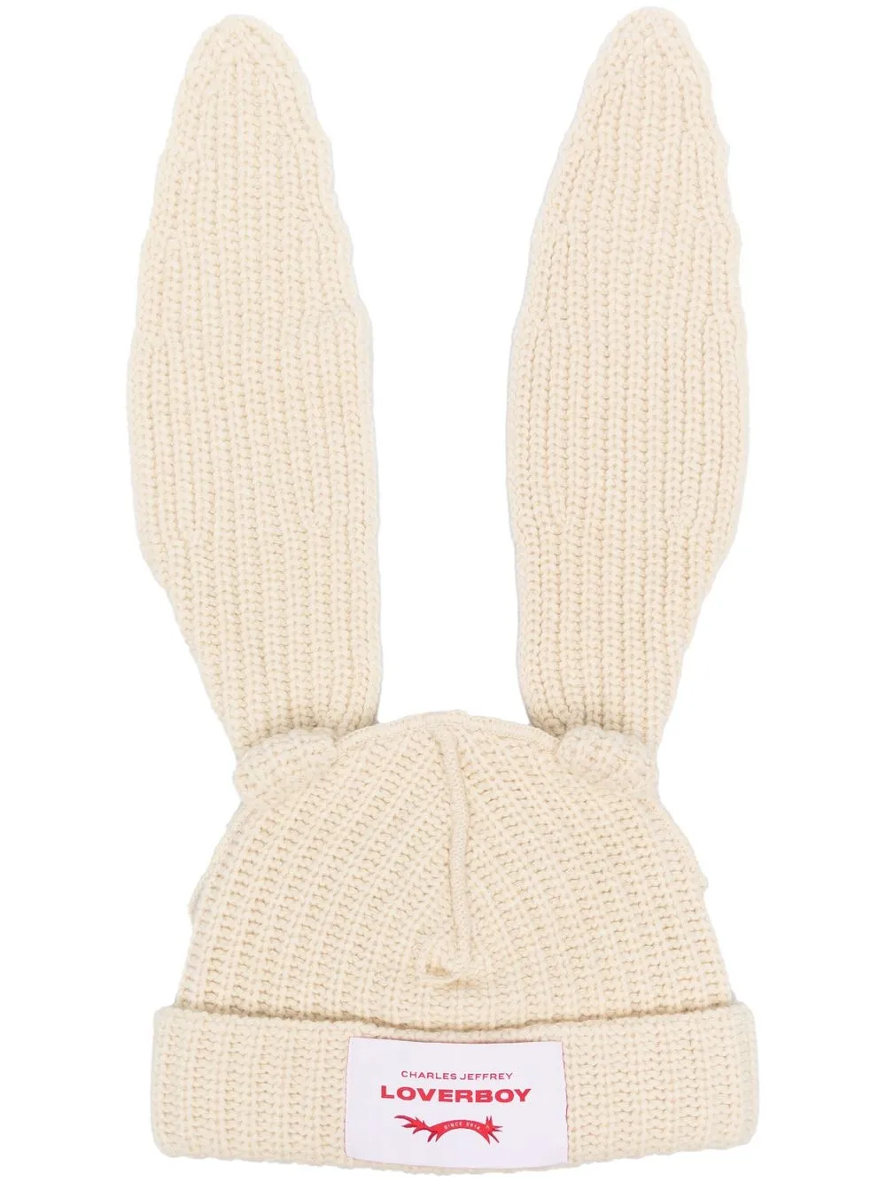 

Charles Jeffrey Loverboy gorro tejido canalé grueso Chunky Rabbit - Blanco
