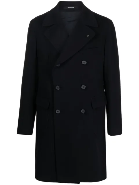 Tagliatore brooch notched-collar double-breasted coat