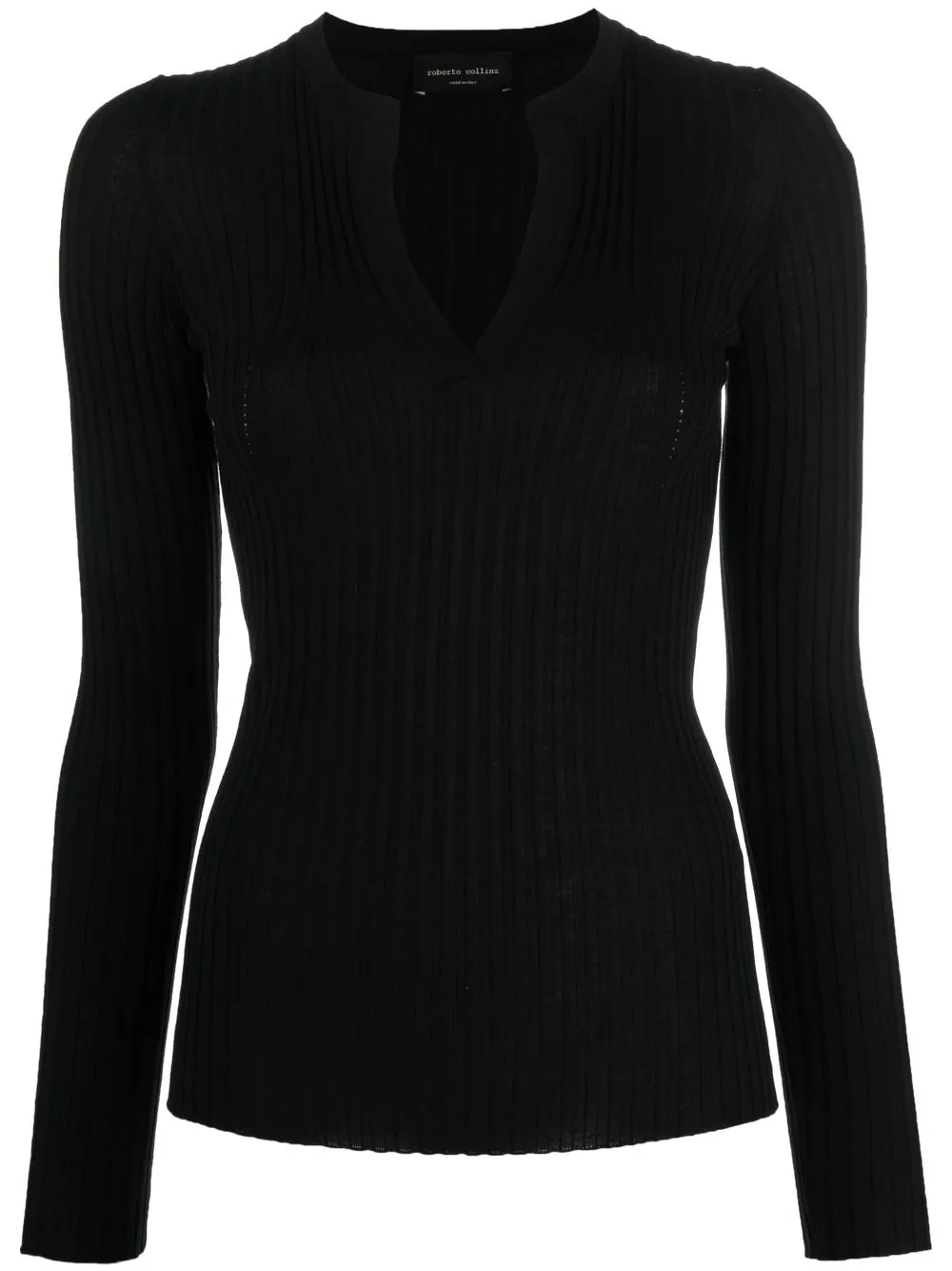 

Roberto Collina ribbed-knit V-neck top - Black