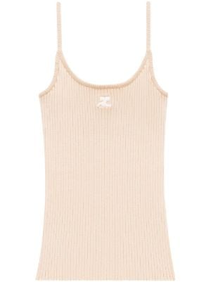 Courreges Reedition Appliquéd Ribbed-knit Tank in White