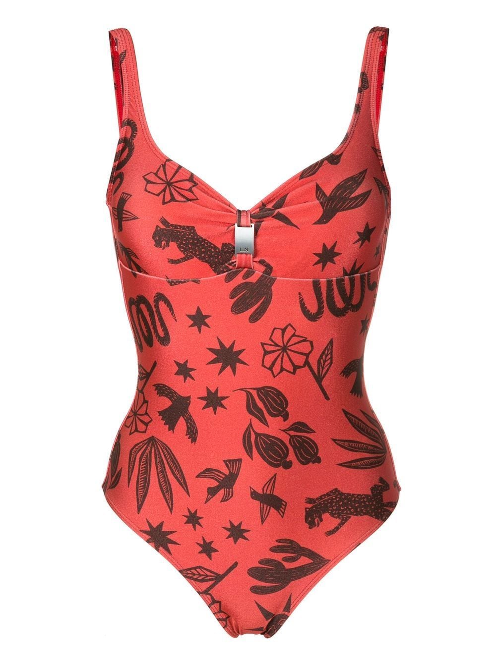 Lygia & Nanny Roberta Logo-plaque Swimsuit In Brown