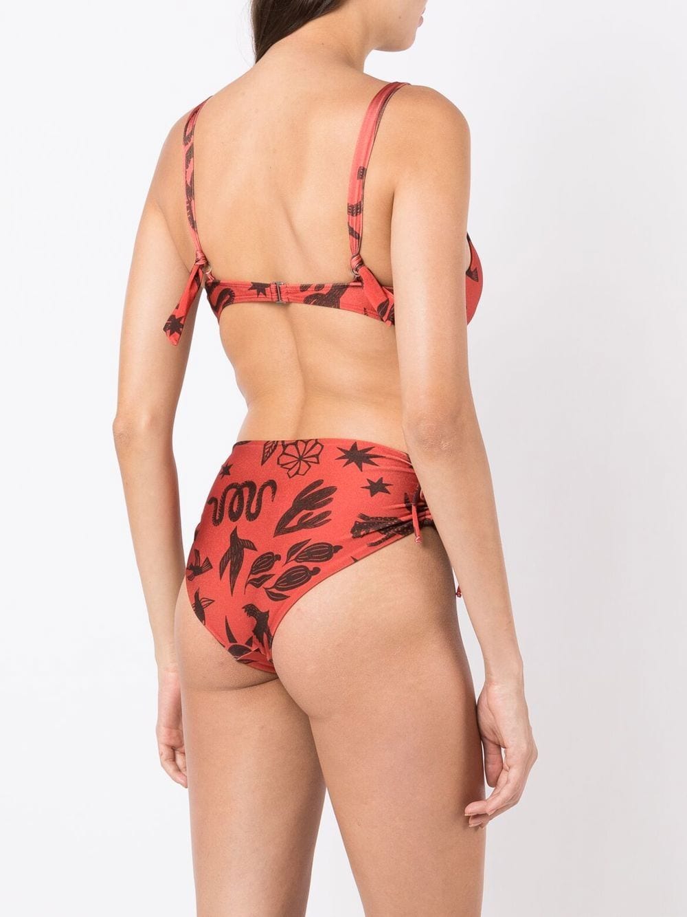 Shop Lygia & Nanny Marcela Twist-detail Bikini Set In Brown