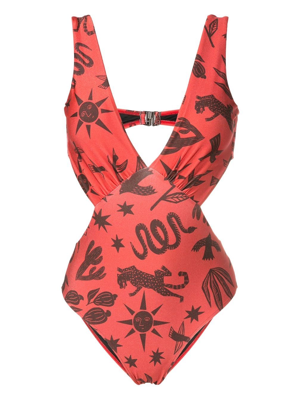 

Lygia & Nanny Alexis cut-out detail swimsuit - Brown