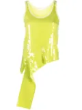 Helmut Lang ruffle trim sequin top - Green