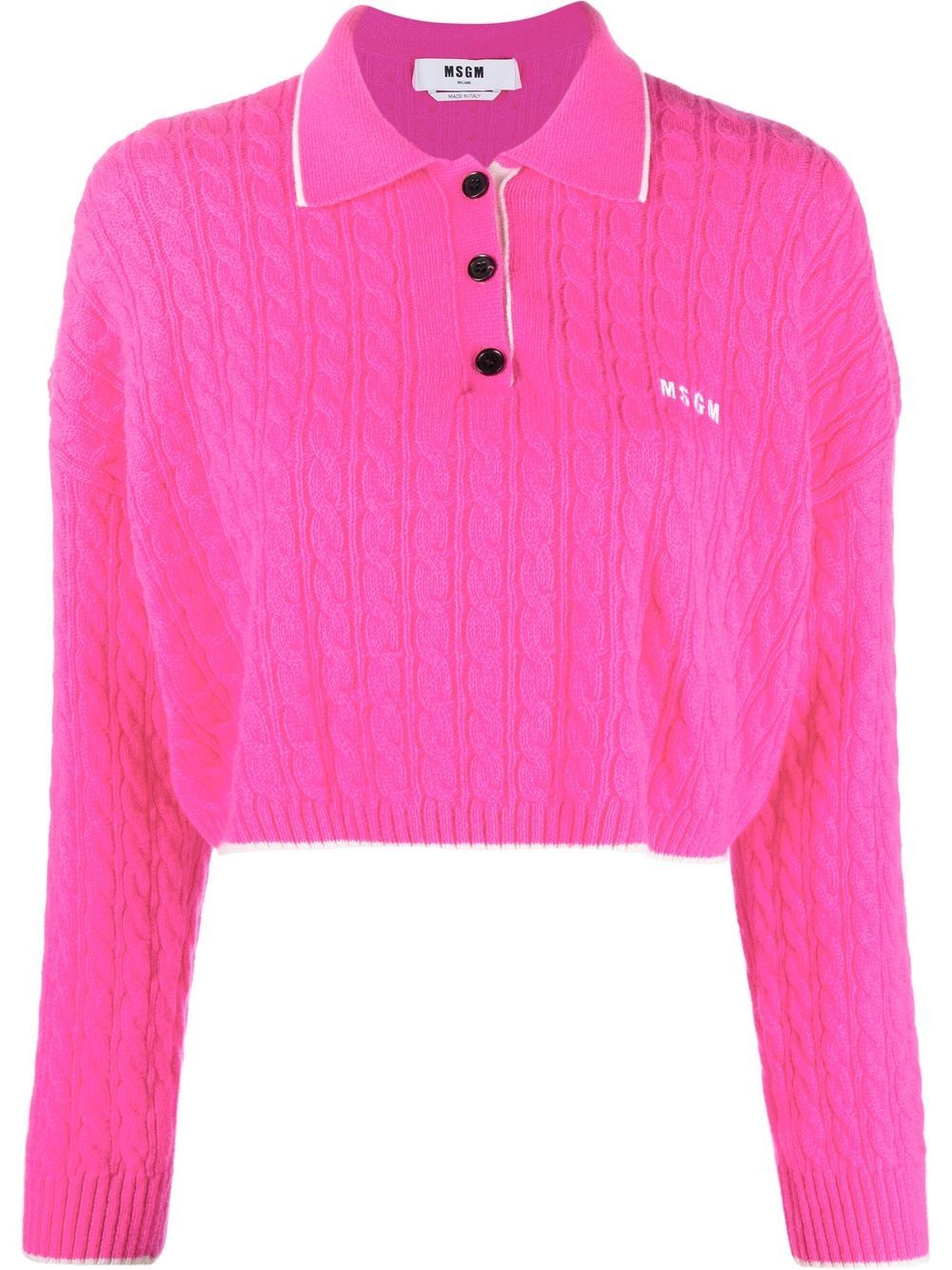 MSGM Cable Knit Polo Shirt - Farfetch