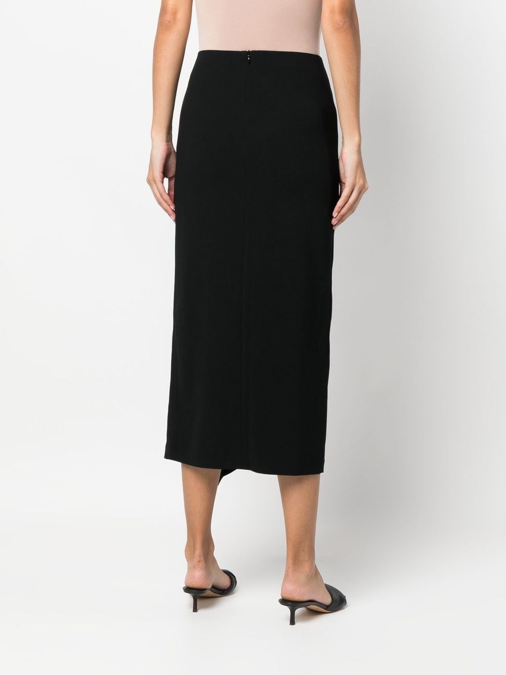 Shop Filippa K Frill-detail Midi Skirt In Black