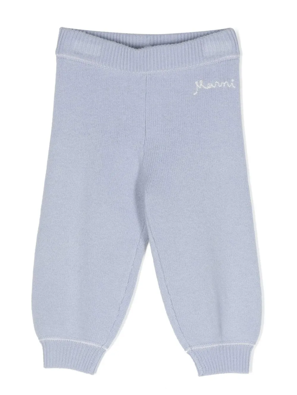 

Marni Kids embroidered-logo knitted trousers - Blue