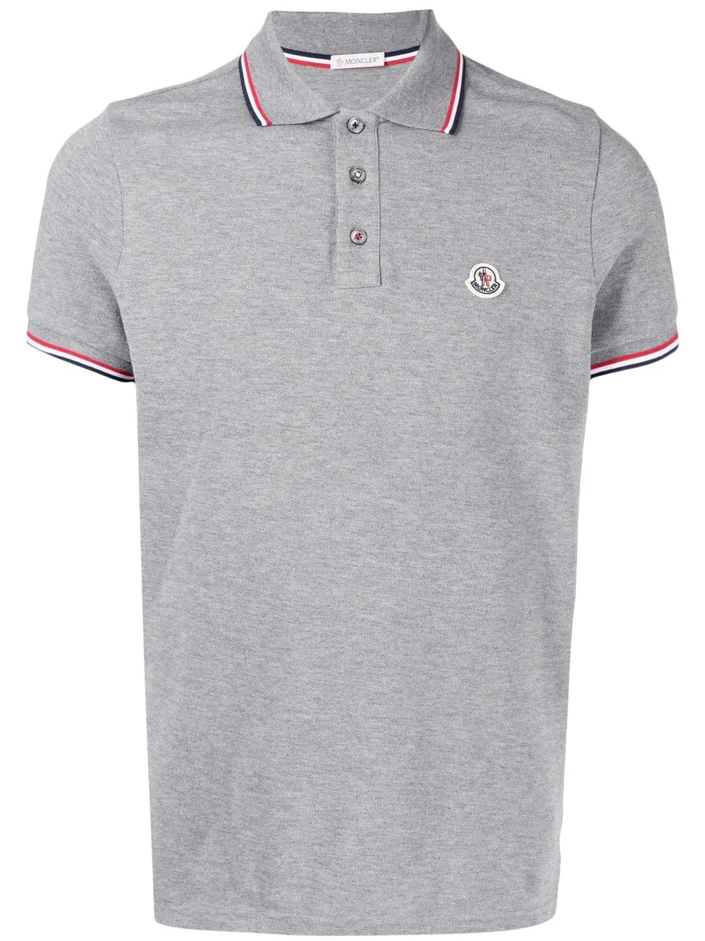 

Moncler playera tipo polo con ribete de rayas - Gris