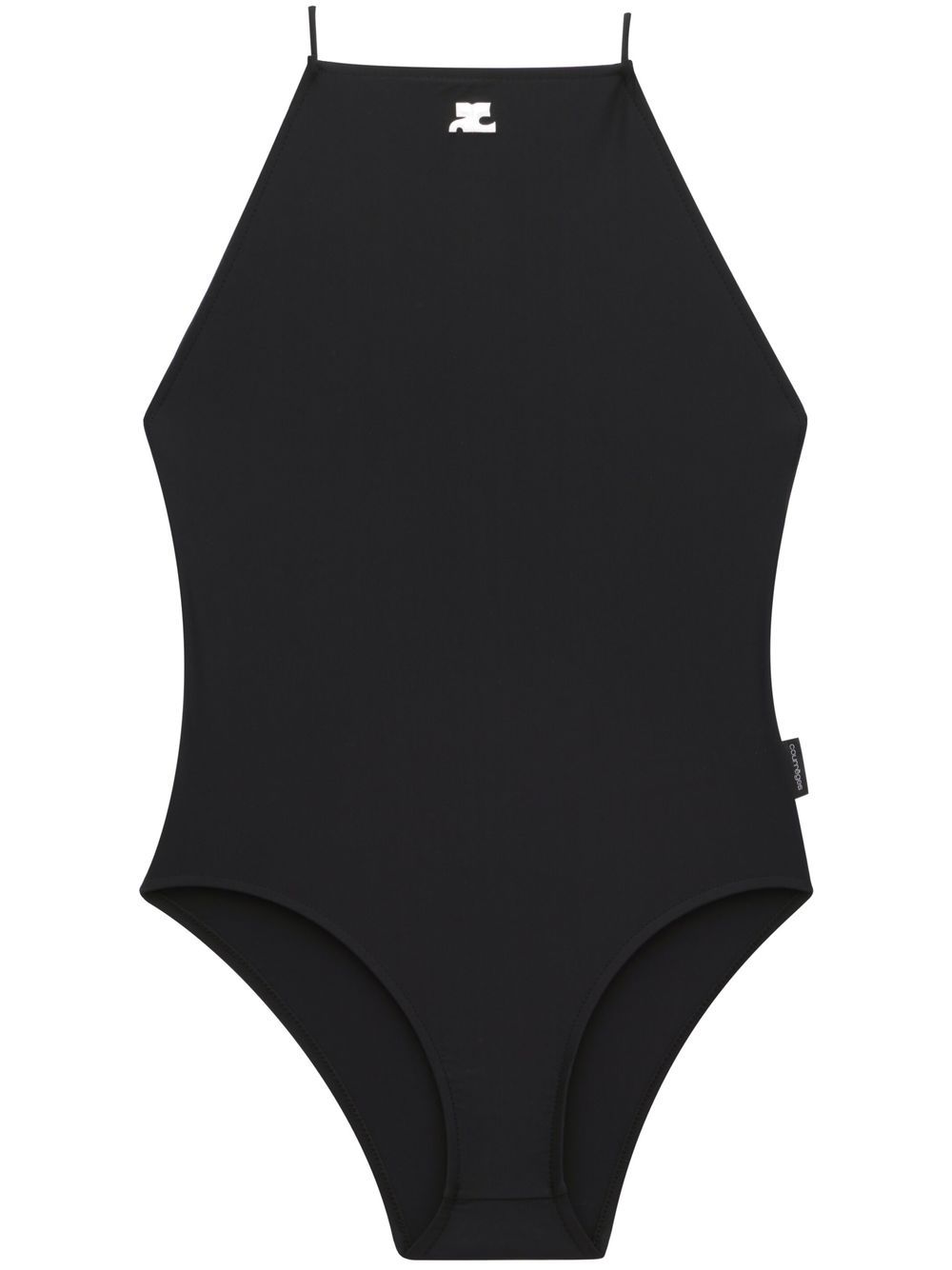 Courrèges Logo-patch Detail Swimsuit In Black
