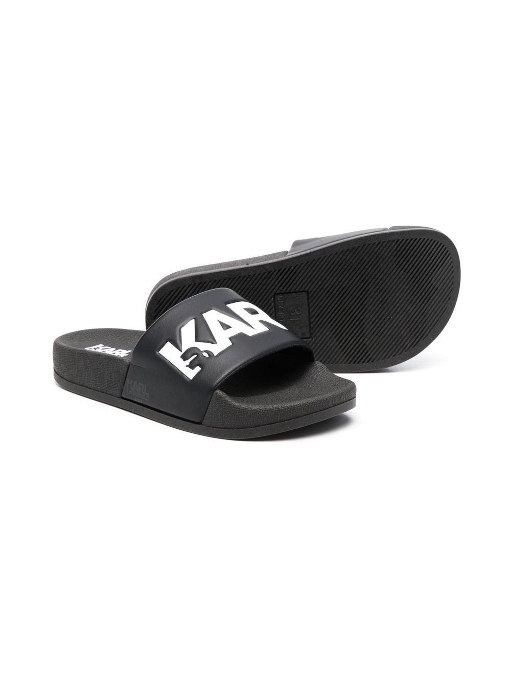 Karl Lagerfeld Kids Slippers met logoprint - Zwart