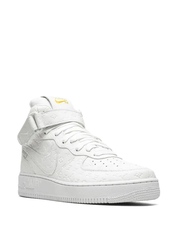 Nike x Louis Vuitton x Virgil Abloh Air Force 1 Mid White/White Sneakers  - Farfetch