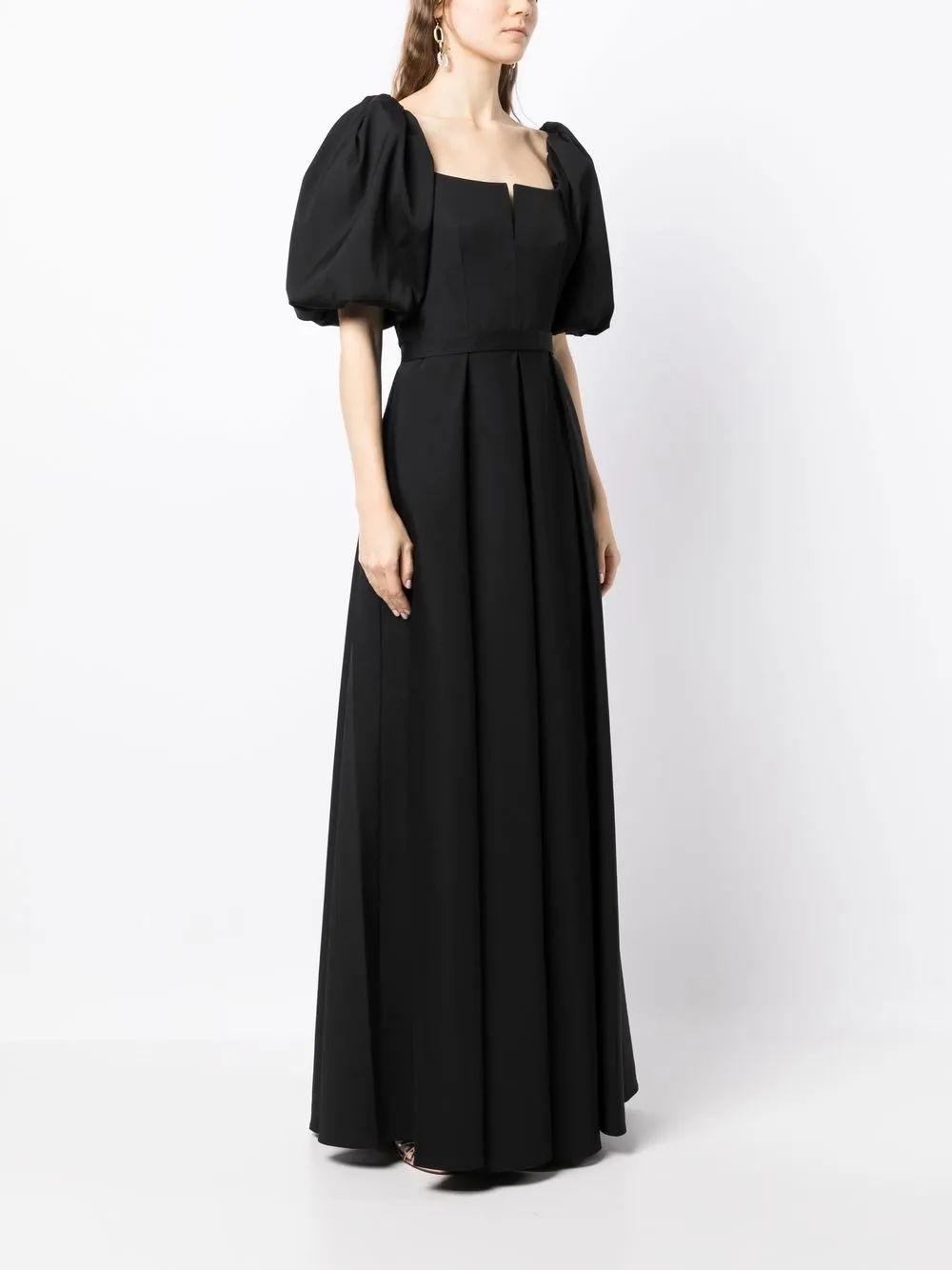  Alberta Ferretti Abendkleid Mit Puffärmeln   Schwarz 