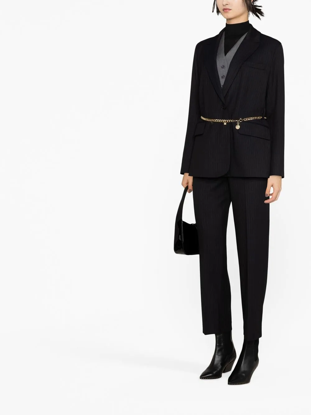Maje Single-breasted Belted Blazer In Black