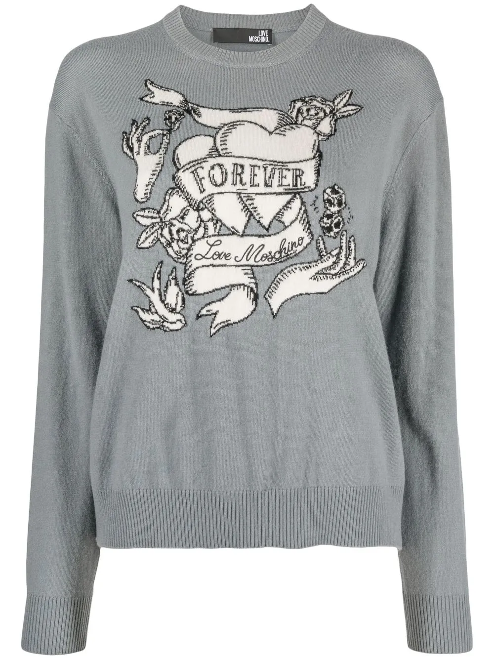 

Love Moschino slogan-print knitted jumper - Grey