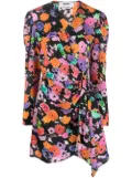 MSGM floral-print wrap dress - Orange