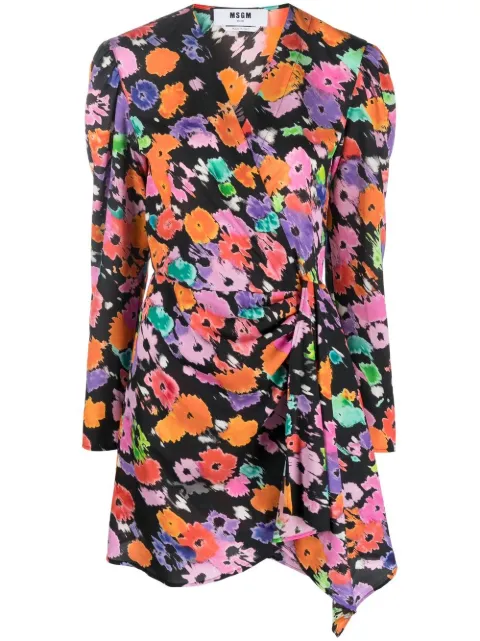 MSGM floral-print wrap dress