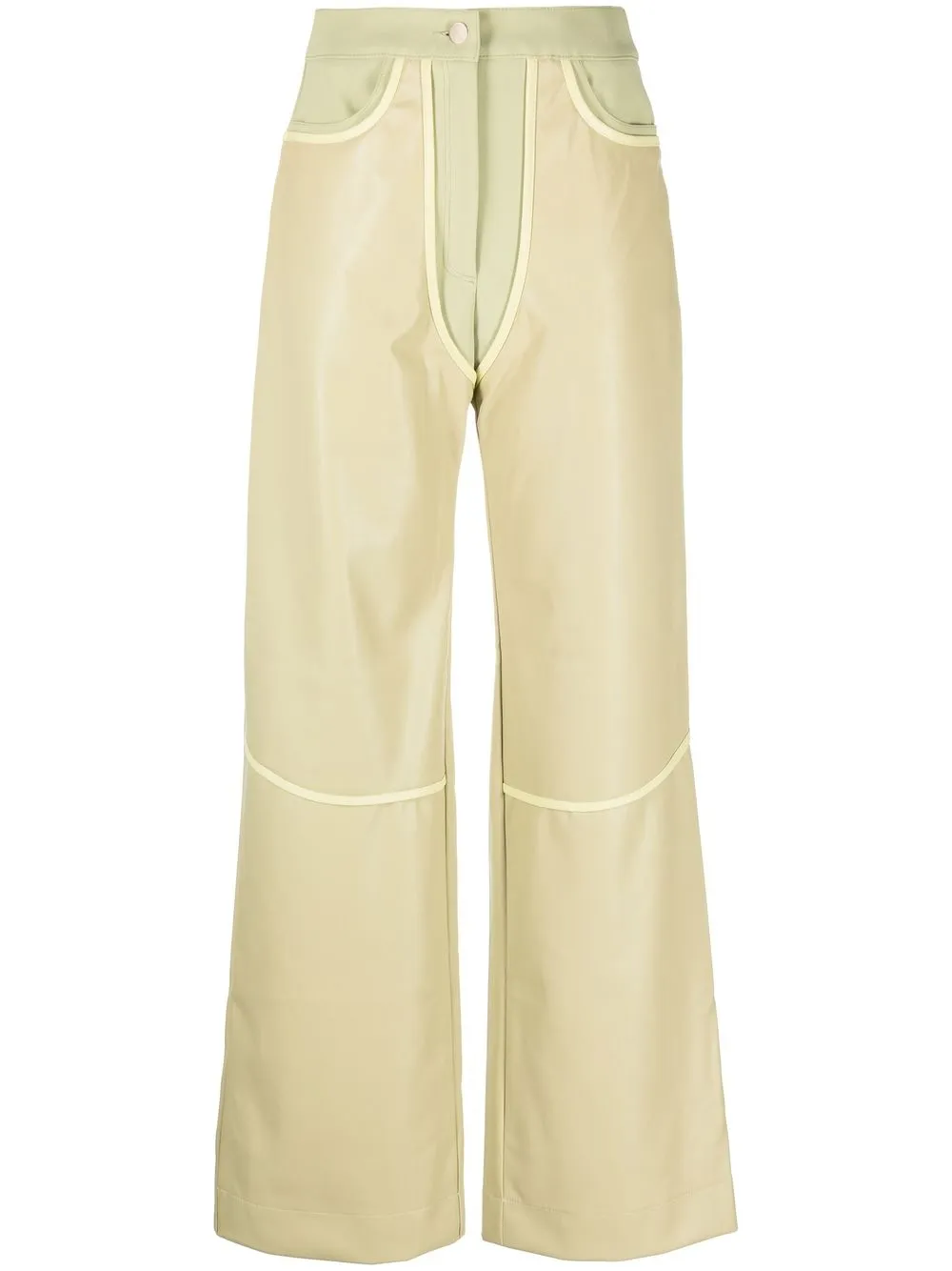 

Paris Georgia faux-leather panelled trousers - Green