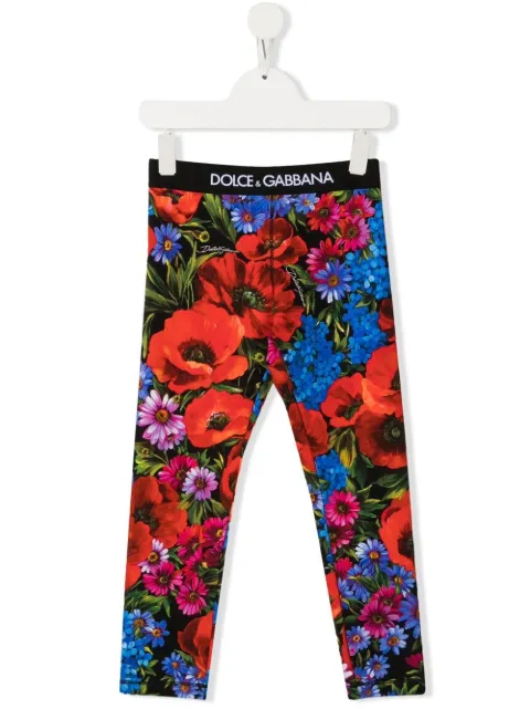 Dolce & Gabbana Kids Legging com logo e estampa floral 