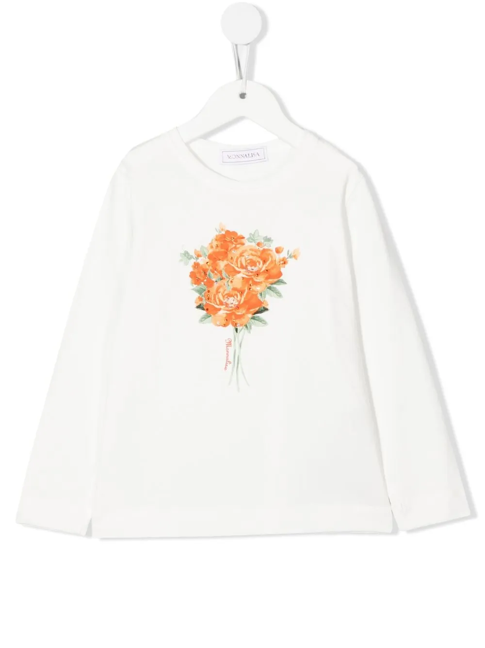 

Monnalisa Bouquet-print long-sleeve T-shirt - White