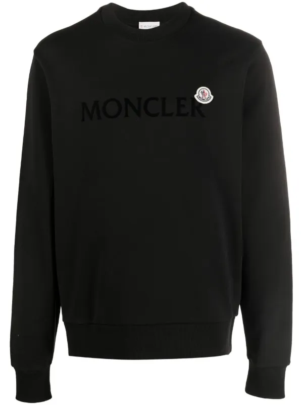 Moncler flocked-logo crew-neck Sweatshirt - Farfetch