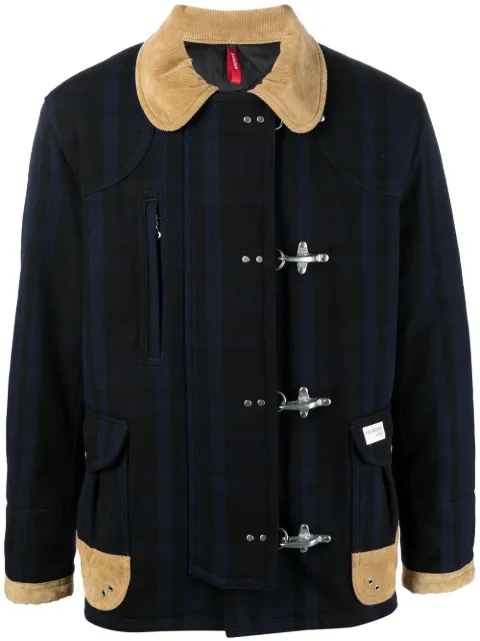 stripe-print contrast-trim duffle coat