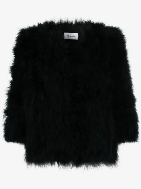 YVES SALOMON single-breasted feather jacket