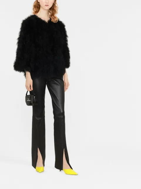 YVES SALOMON single-breasted feather jacket