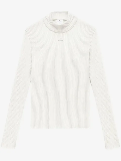 Courrèges suéter tejido de canalé con cuello falso