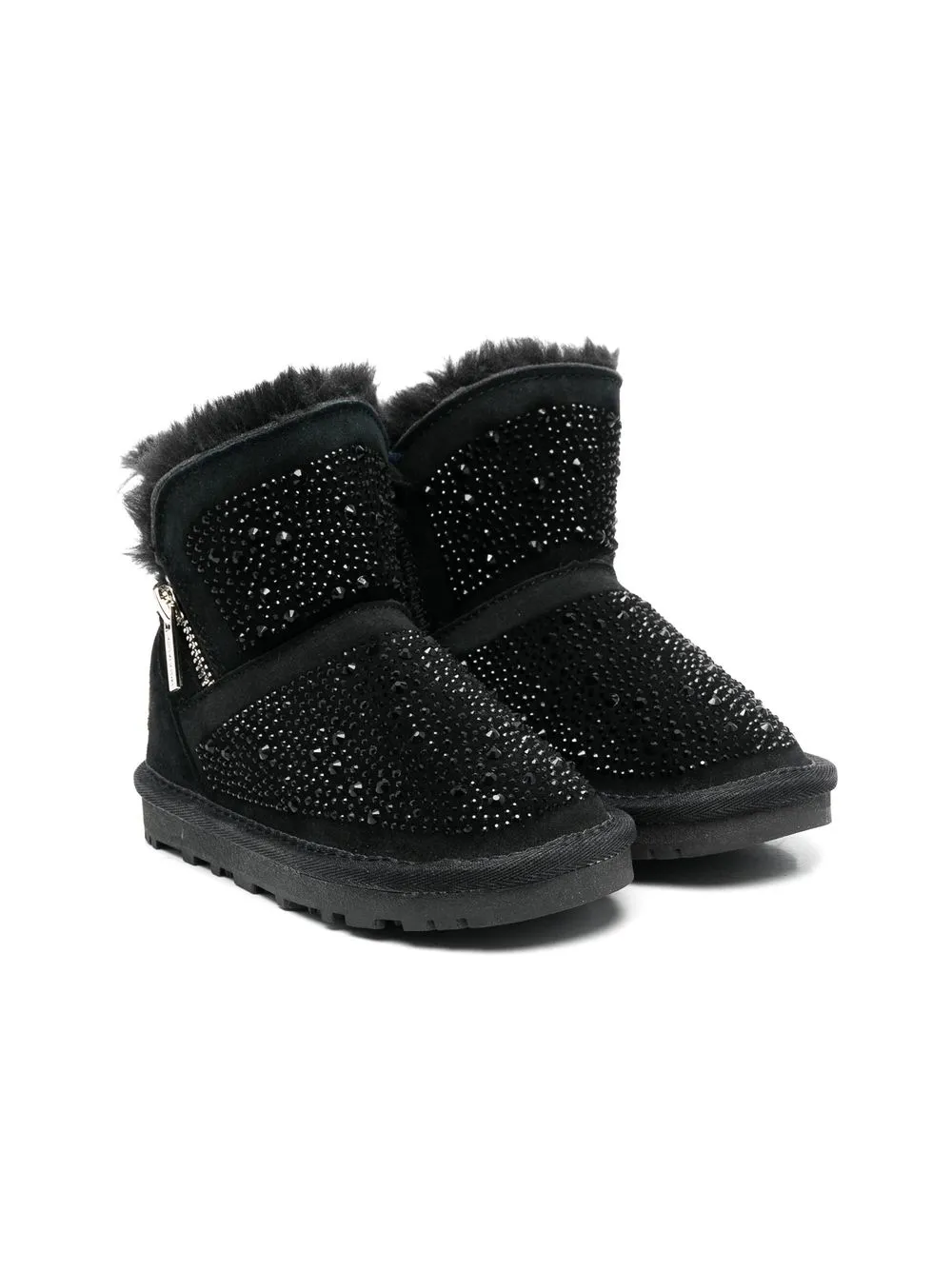 

Monnalisa botas con detalle de pelo y cristales - Negro